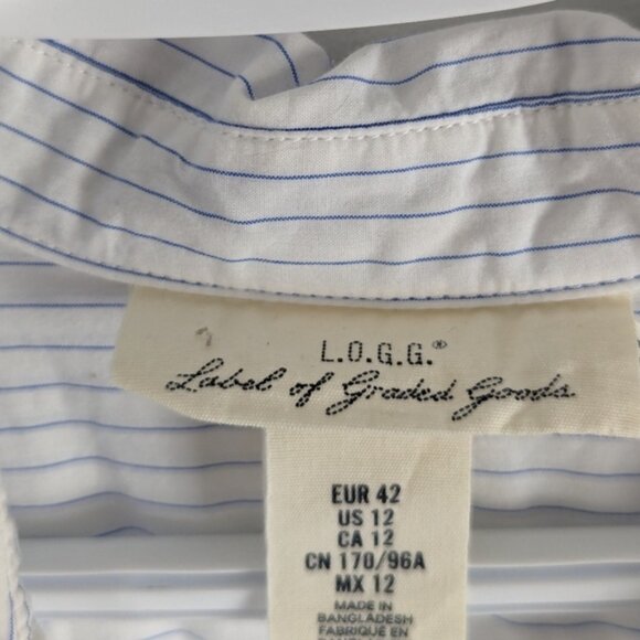 Women's Striped Button-Down Shirt US Size 12 - Picture 4 of 6